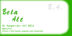 bela alt business card